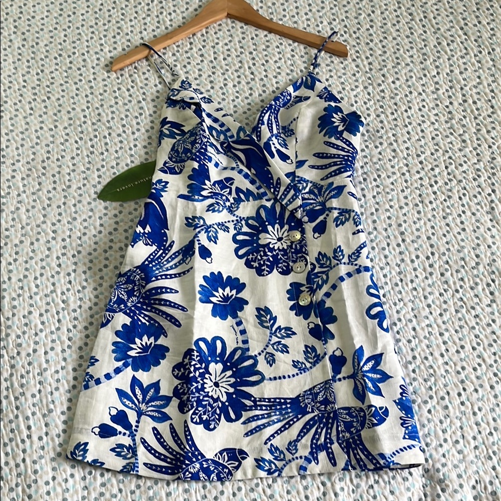 FARM Rio Blue and White Floral Mini Dress